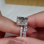 S925 Maxine 4.5 Carat Radiant Cut Wedding Ring Set With Marquise Cut & Round Cut Wedding Band - Image 2