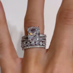 S925 4PC 4.5Ct Radiant Cut Wedding Ring Set With Classic Wedding Bands