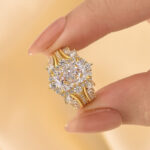 S925 Vintage 3.5Ct Halo Radian Cut Insert Wedding Ring With Engagement Ring Enhancer - Image 2
