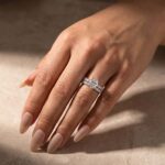 S925 Moissanite 2.5Ct Oval Cut Side Stone White Gold Engagement Ring with Pavé Eternity Ring - Image 2