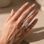 S925 3PC 5.0Ct Emerald Cut Wedding Ring Set With 2PC Open Wedding Bands - Image 7