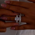 S925 2PC Wedding Set Luxe 5.0Ct/3.5Ct Luxe Radiant Cut Engagement Ring With Radiant Cut Wedding Band - Image 3