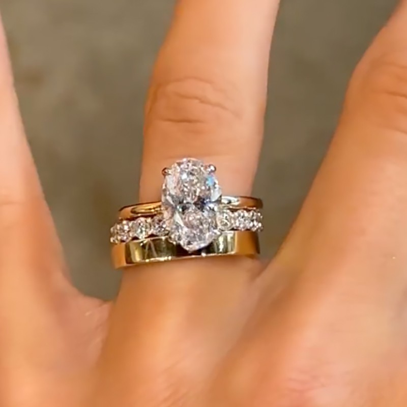 BS1573TS-1-1750230490 S925 3PC 4.0Ct Oval Cut Hidden Halo Wedding Ring Set Promise Rings For Her - Image 1