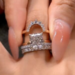 S925 4PC Two-Tone Wedding Set 4.0Ct Radiant Cut Solitaire Yellow Gold Engagement With 3PC Design Wedding Bands