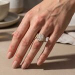 S925 Enhancer Wedding Set 4.0Ct Halo Oval Cut Engagement Ring with Blue & White Stone Wedding Band - Image 9