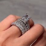 S925 4PC 5.0Ct Radiant Cut Wedding Ring Set With Luxe Wedding Bands - Image 2