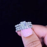 S925 Enhancer Wedding Ring Set 3.5Ct Radiant Cut White Gold Engagement Rings with Enhancer Wedding Band - Image 2