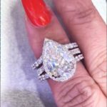 S925 2.2Ct Halo Pear Cut Insert Wedding Ring Set With Engagement Ring Enhancer - Image 2