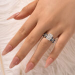 S925 3.5Ct Radiant Cut Enhancer Wedding Ring Set With Blue & White Stone Engagement Ring - Image 2