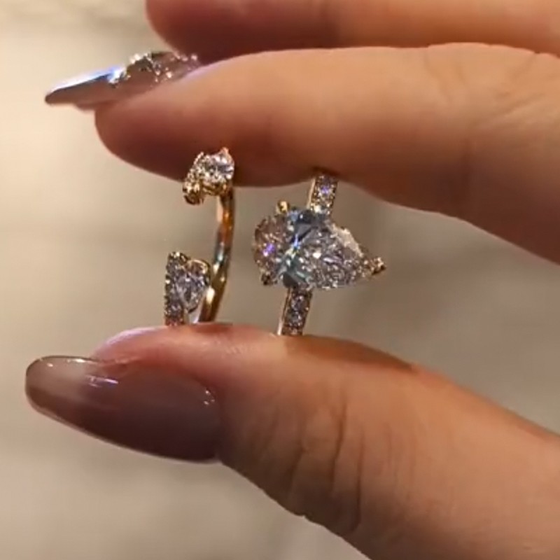 BS1709YS-1-1756895935 S925 3.0Ct Pear Cut Insert Wedding Ring Set With Open Engagement Ring Enhancer - Image 1