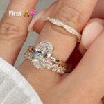 S925 3PC Yellow Gold Wedding Set 4.0Ct Solitaire Oval Cut Hidden Halo Engagement Ring With Round Cut Twist Full Eternity Wedding Bands - Image 2