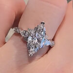 S925 4.0Ct Marquise Cut White Stone with Round & Marquise Cut Side Stone Engagement Rings - Image 3