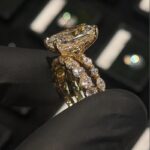 S925 5.0Ct Cushion Cut Engagement Ring With Classic Wedding Band - Image 2