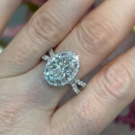 S925 3.0Ct Oval Cut White Stone Split Shank Pavé Halo Engagement Rings - Image 2