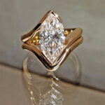 S925 2PC Wedding Set 4.0Ct Marquise Cut Solitaire Engagement Ring with Design wedding Band - Image 4