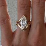 S925 2PC Wedding Set 4.0Ct Marquise Cut Solitaire Engagement Ring with Design wedding Band
