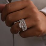 S925 5.0Ct Luxe Radiant Cut Half Engagement Ring Travel Ring With Radiant Cut Half Wedding Band - Image 2