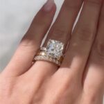 S925 3PC 4.5Ct Cushion Cut Wedding Ring Set With Two Classic Wedding Bands
