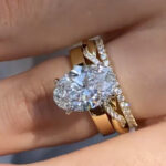 S925 Sterling Silver 3PC Solitaire 6.0Ct Oval Cut Engagement Ring with Twist&Half Eternity Thin Wedding Band - Image 3