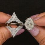 S925 5.0Ct Oval Cut Pavé Engagement Ring with Enhancer Wedding Band