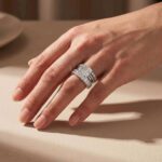 S925 4PC Wedding Ring Set Radiant Cut Simulated Diamond Engagement Ring With Classic Wedding Band - Image 4