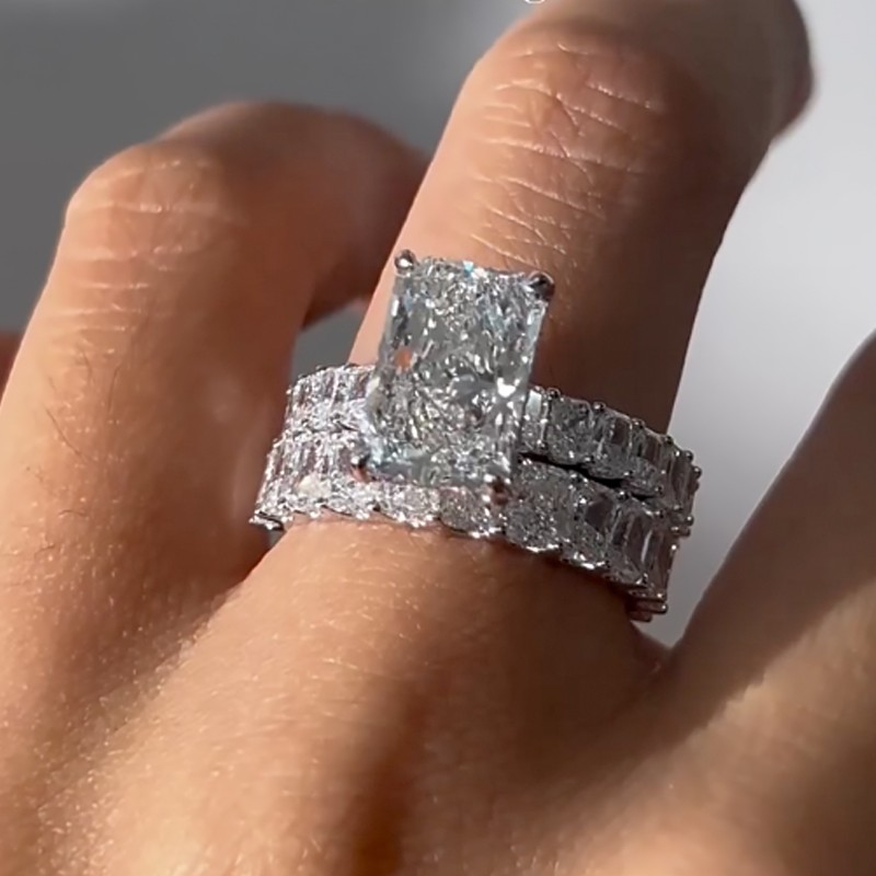 BS1831PS-2-1760264931 S925 5.0Ct Luxe Radiant Cut Engagement Ring Travel Ring With Radiant Cut Wedding Band - Image 1