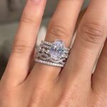 S925 5PC 4.0 Carat Classic Oval Cut Simulated Diamond Wedding Ring Set