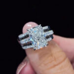 S925 7.0Ct Radiant Cut Engagement Ring with Black & White Color Enhancer Wedding Band in Sterling Silver - Image 2