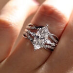 S925 4.0Ct 6 Prong Marquise Cut Engagement Ring with Enhancer Wedding Ring - Image 3