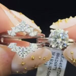 S925 Luxurious 2.0Ct Round Cut Solitaire Engagement Ring in Sterling Silver with Marquise & Round Cut Enhancer Chevron Wedding Band