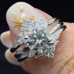 S925 Luxurious 2.0Ct Round Cut Solitaire Engagement Ring in Sterling Silver with Marquise & Round Cut Enhancer Chevron Wedding Band - Image 5