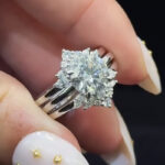 S925 Luxurious 2.0Ct Round Cut Solitaire Engagement Ring in Sterling Silver with Marquise & Round Cut Enhancer Chevron Wedding Band - Image 4