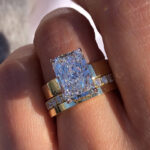 S925 3PC Wide Band 7.0Ct Radiant Cut 18K Yellow Gold Wedding Ring Set in Sterling Silver