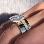 S925 3PC Wide Band 7.0Ct Radiant Cut 18K Yellow Gold Wedding Ring Set in Sterling Silver - Image 2
