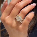 S925 4.0Ct Wedding Set Oval Cut Engagement Ring With Half Oval Cut Wedding Band