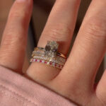 S925 4PC/3PC 4.0Ct Oval Cut Yellow Gold Engagement Ring Set with Red&White Color Stone Round Cut Band - Image 2