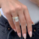 S925 5.0Ct Solitaire Emerald Cut Wedding Ring Set with 925 Sterling Silver