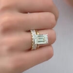 S925 5.0Ct Solitaire Emerald Cut Wedding Ring Set with 925 Sterling Silver - Image 2