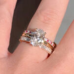 S925 4PC/3PC 4.0Ct Oval Cut Yellow Gold Engagement Ring Set with Red&White Color Stone Round Cut Band - Image 5