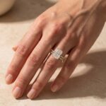S925 2PC 5.0Ct Side Stone Radiant Cut Yellow Gold Engagement Ring with Round Cut Wedding Band - Image 2
