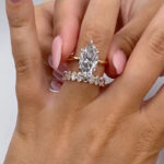 S925 2PC 4.0Ct Marquise Cut Hidden Halo Engagement Ring With Oval Cut Wedding Band