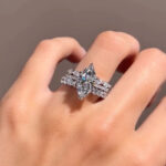 S925  3PC 6.0Ct Marquise Cut Engagement Ring With Classic Wedding Band Wedding Ring Set - Image 2