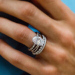 S925 4PC 5.0Ct Oval Cut White Gold Engagement Ring Set with Twist Band