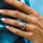 S925 4PC 5.0Ct Oval Cut White Gold Engagement Ring Set with Twist Band - Image 2