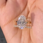 S925 2PC 4.5Ct Solitaire Oval Cut Engagement Ring with Open Band
