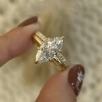 S925 2PC 4.0Ct Solitaire Marquise Cut Engagement Ring with Pave Band