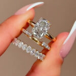 S925 3PC 8.5Ct Cushion Cut Solitaire Engagement Ring with Oval Cut Wedding Band