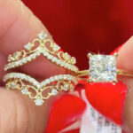 S925 2.0Ct Princess Cut Engagement Ring with Enhancer Wedding Ring