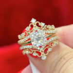 S925 2.0Ct Princess Cut Engagement Ring with Enhancer Wedding Ring - Image 2