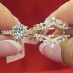 S925 3.0Ct 6 Prong Round Cut Engagement Ring with Enhancer Wedding Ring